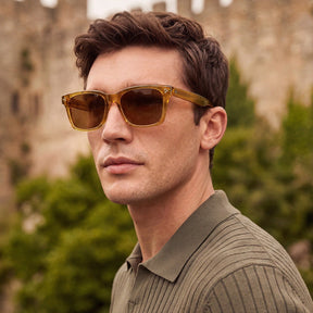 Carfia Simba CA31109-C05 Amber Acetate Square Polarized Sunglasses for Men, Portrait View