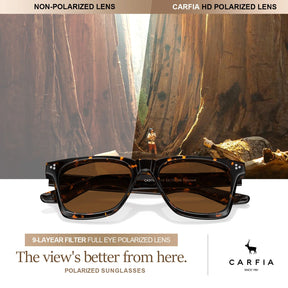 Carfia Simba CA31109-C13 Tortoise Acetate Square Polarized Sunglasses for Men, Features View
