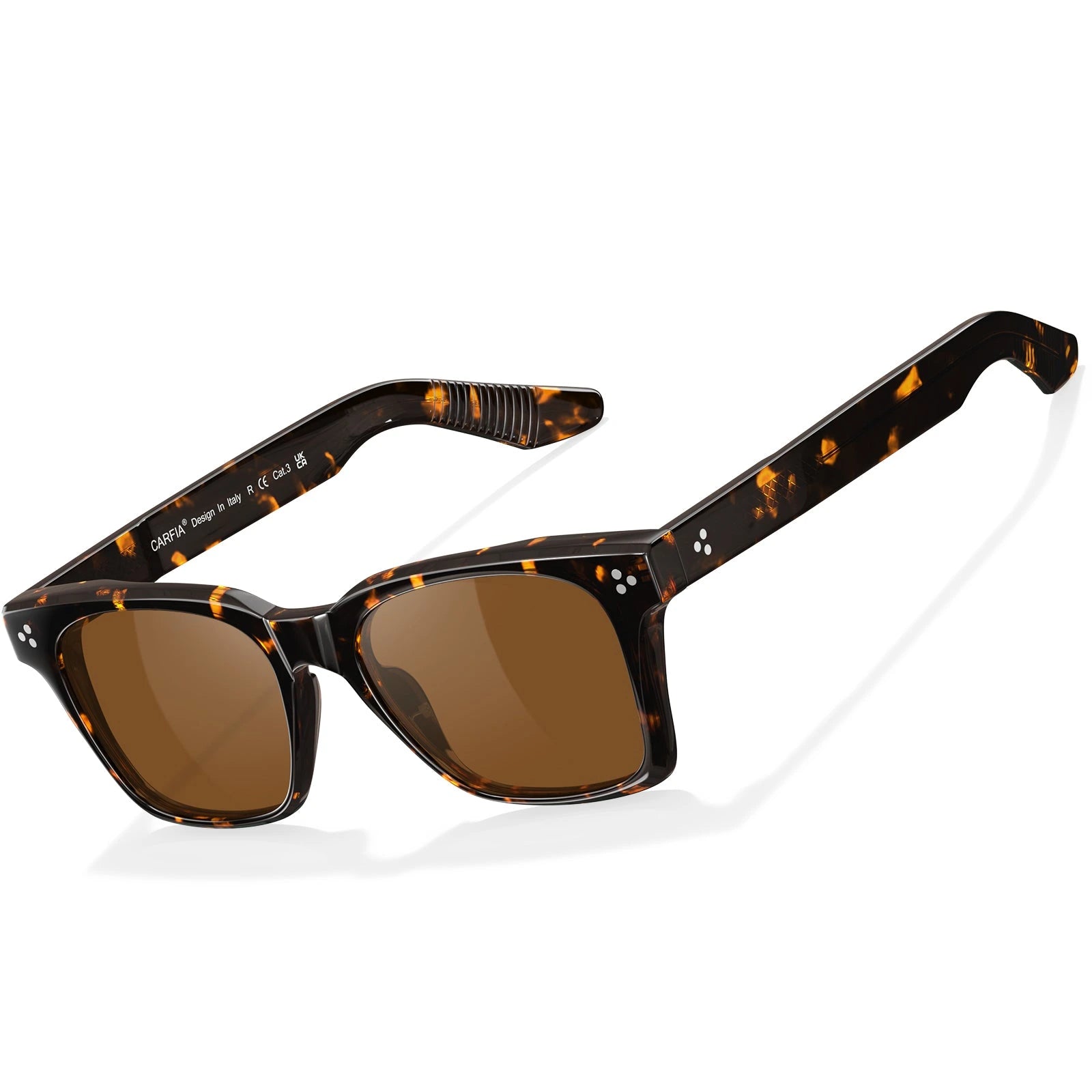 Carfia Simba CA31109-C13 Tortoise Acetate Square Polarized Sunglasses for Men, Side View