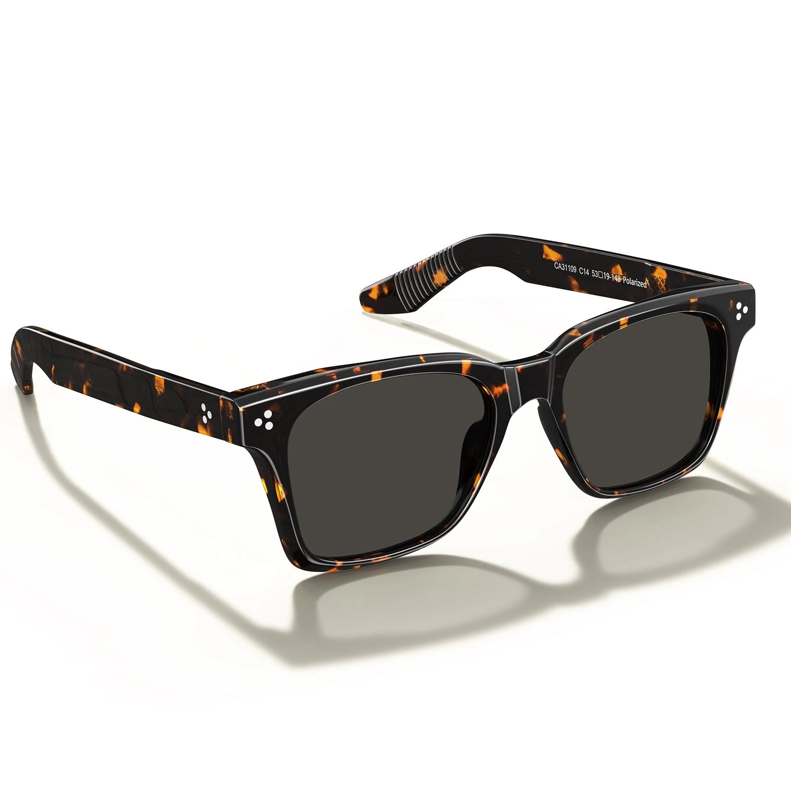 Carfia Simba CA31109-C14 Tortoise Acetate Square Polarized Sunglasses for Men, Side View