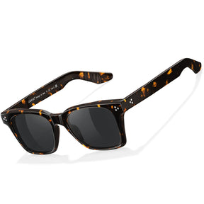 Carfia Simba CA31109-C14 Tortoise Acetate Square Polarized Sunglasses for Men, Three-Quarter View