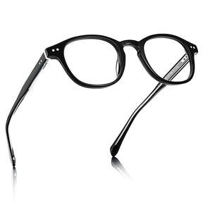 Carfia Theory CA7022-C1 Black Acetate Round Prescription Glasses Eyeglasses for Unisex, Angle View