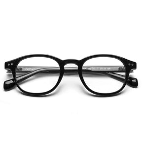 Carfia Theory CA7022-C1 Black Acetate Round Prescription Glasses Eyeglasses for Unisex, Flatlay View