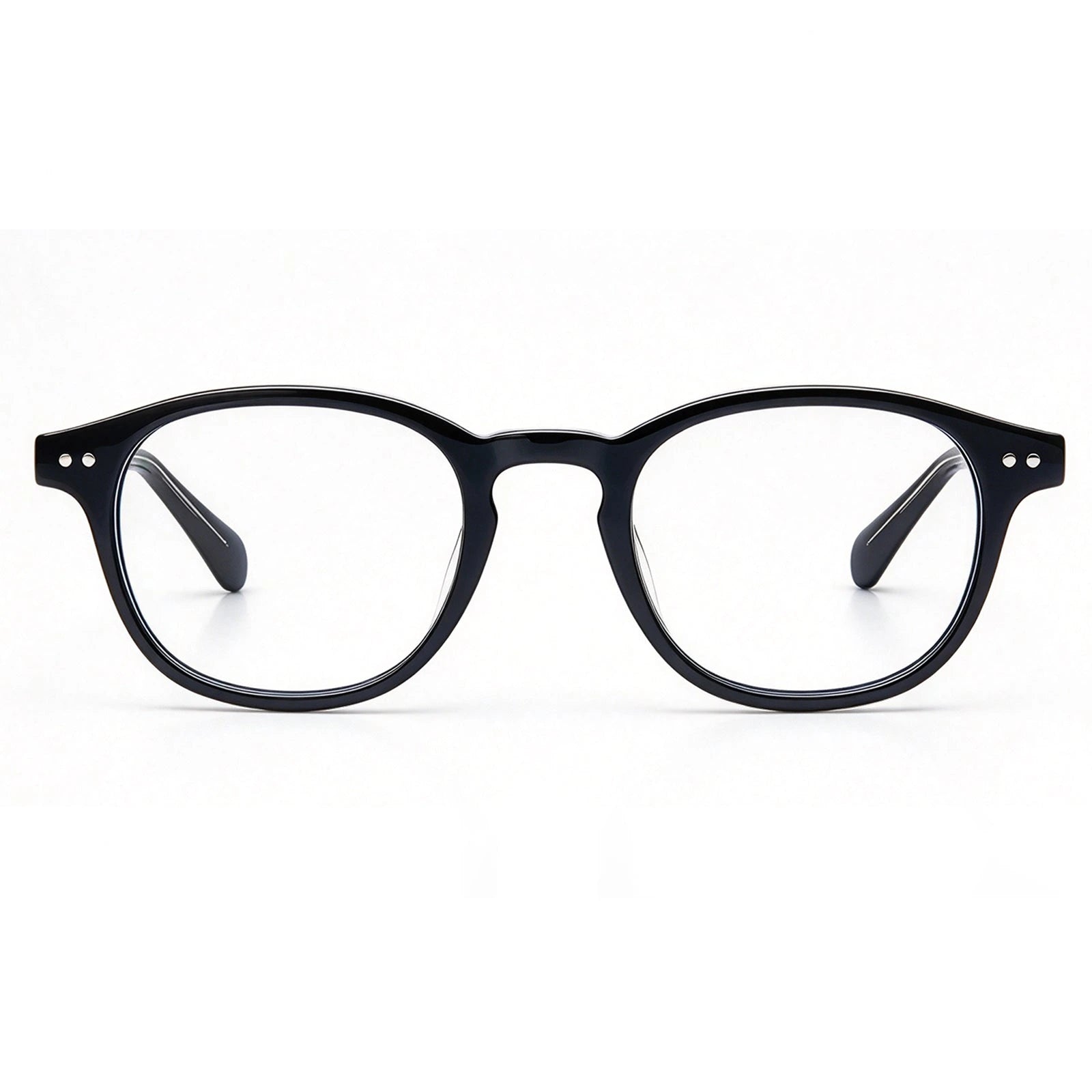 Carfia Theory CA7022-C1 Black Acetate Round Prescription Glasses Eyeglasses for Unisex, Front View