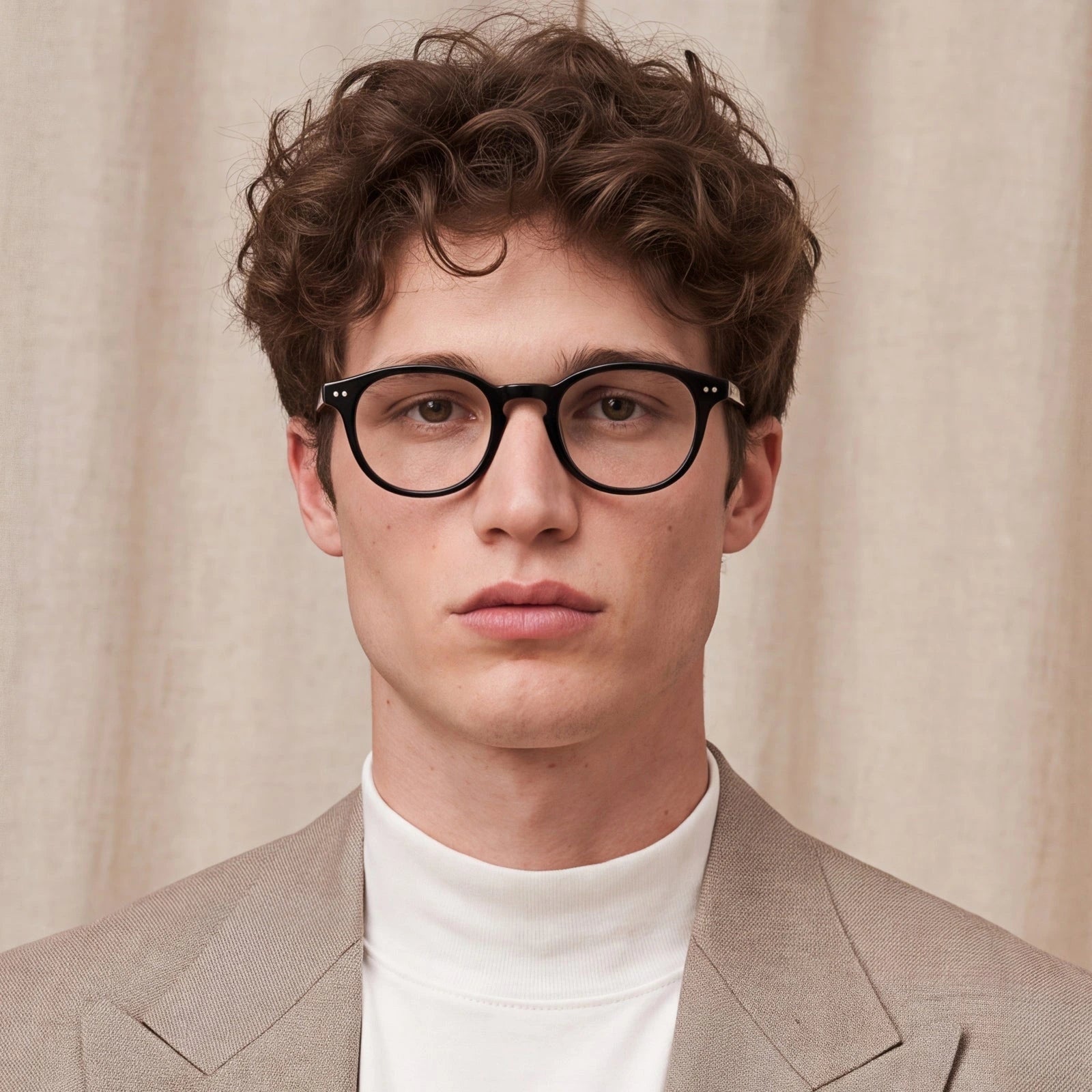 Carfia Theory CA7022-C1 Black Acetate Round Prescription Glasses Eyeglasses for Unisex, Model View