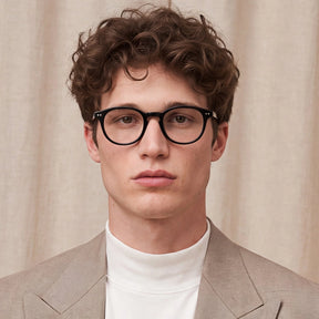 Carfia Theory CA7022-C1 Black Acetate Round Prescription Glasses Eyeglasses for Unisex, Model View