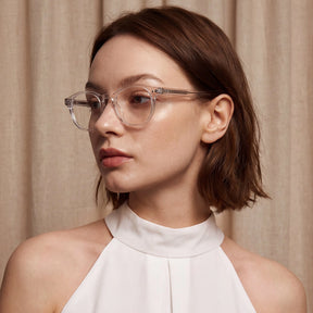 Carfia Theory CA7022-C2 Clear Acetate Round Prescription Glasses Eyeglasses for Women, Portrait View