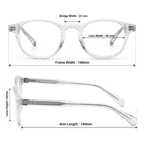Carfia Theory CA7022-C2 Clear Acetate Round Prescription Glasses Eyeglasses for Women, Size-Chart View