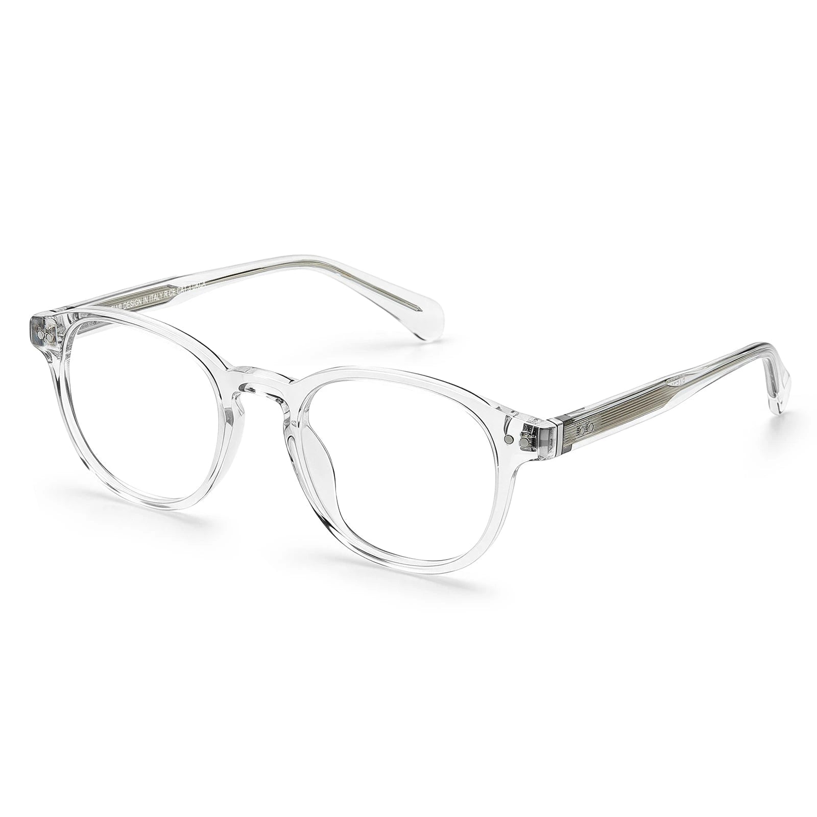 Carfia Theory CA7022-C2 Clear Acetate Round Prescription Glasses Eyeglasses for Women, Three-Quarter View