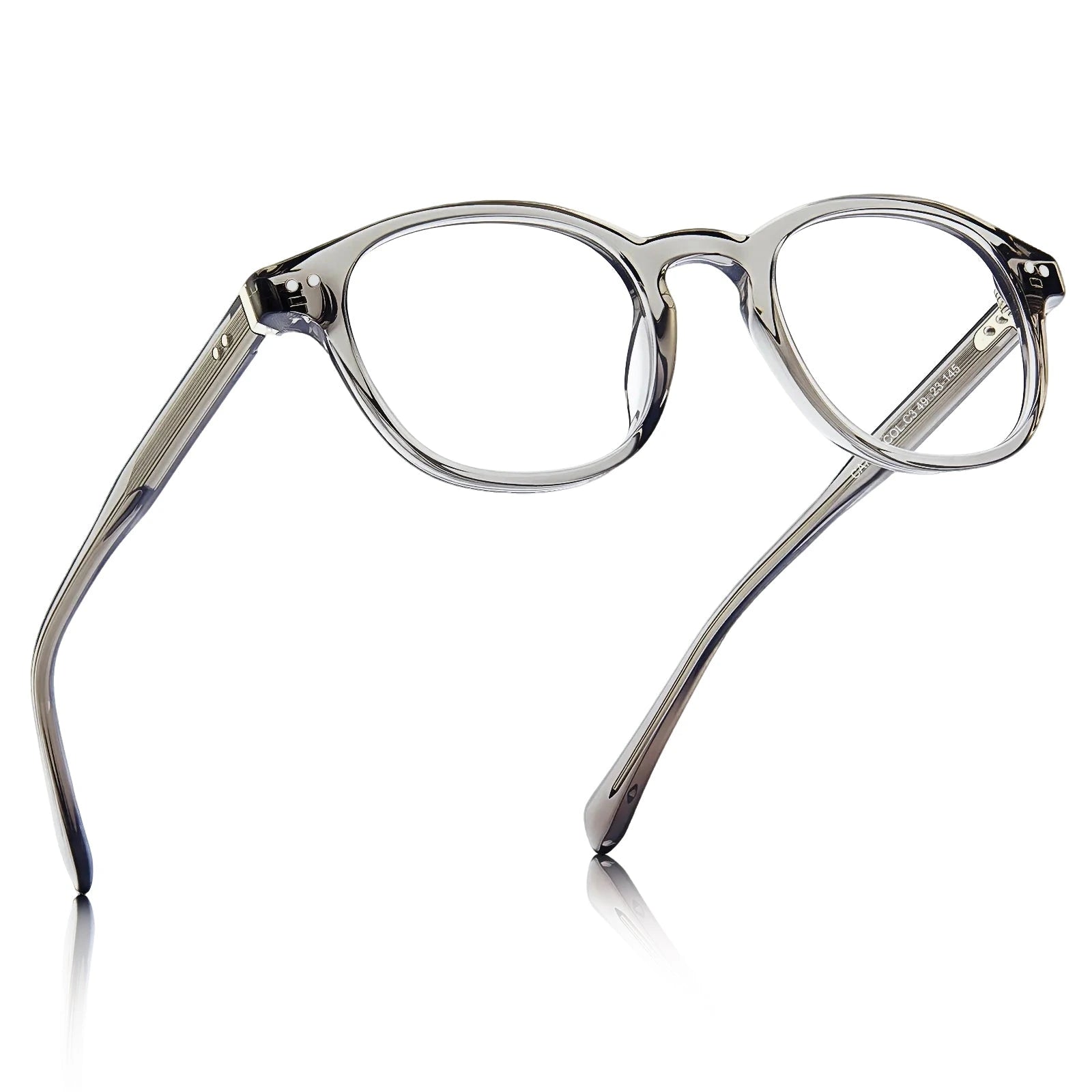 Carfia Theory CA7022-C3 Grey Acetate Round Prescription Glasses Eyeglasses for Unisex, Angle View