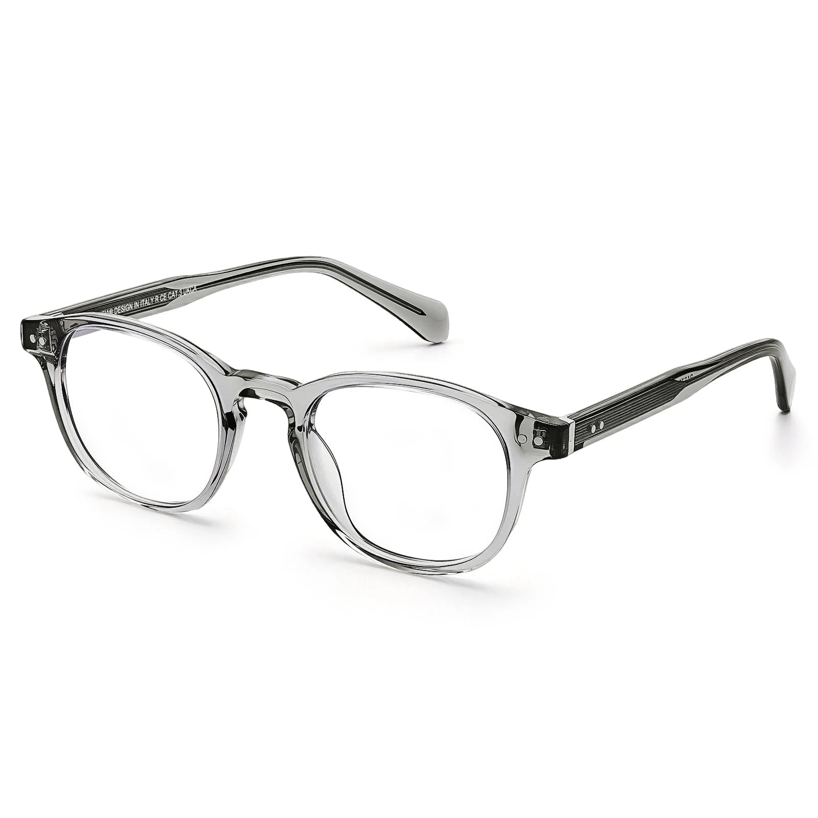 Carfia Theory CA7022-C3 Grey Acetate Round Prescription Glasses Eyeglasses for Unisex, Three-Quarter View