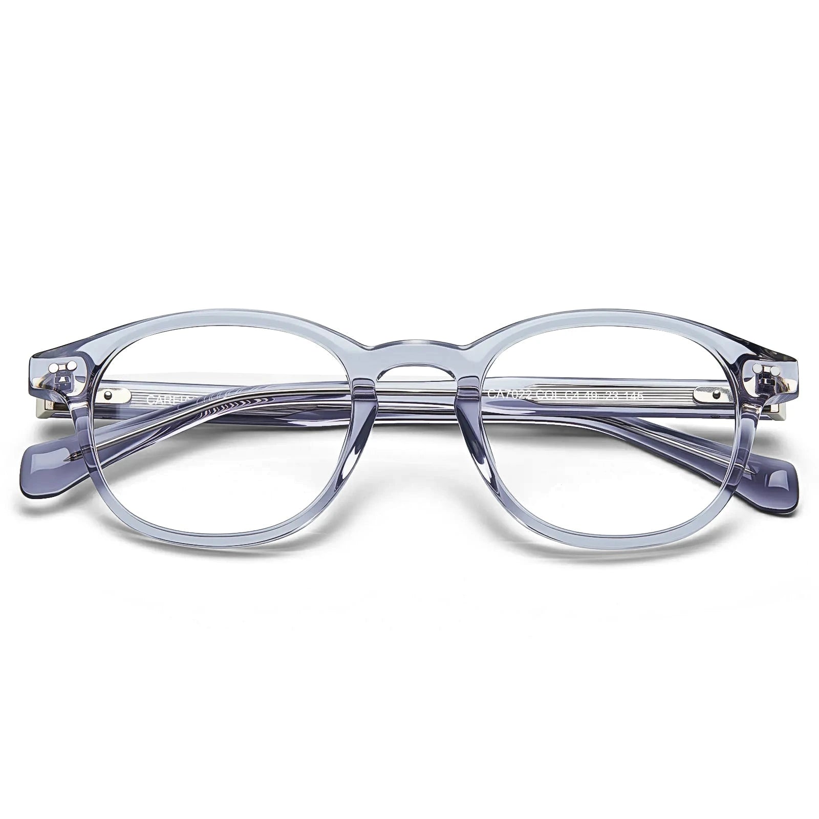Carfia Theory CA7022-C4 Clear Blue Acetate Round Prescription Glasses Eyeglasses for Unisex, Flatlay View