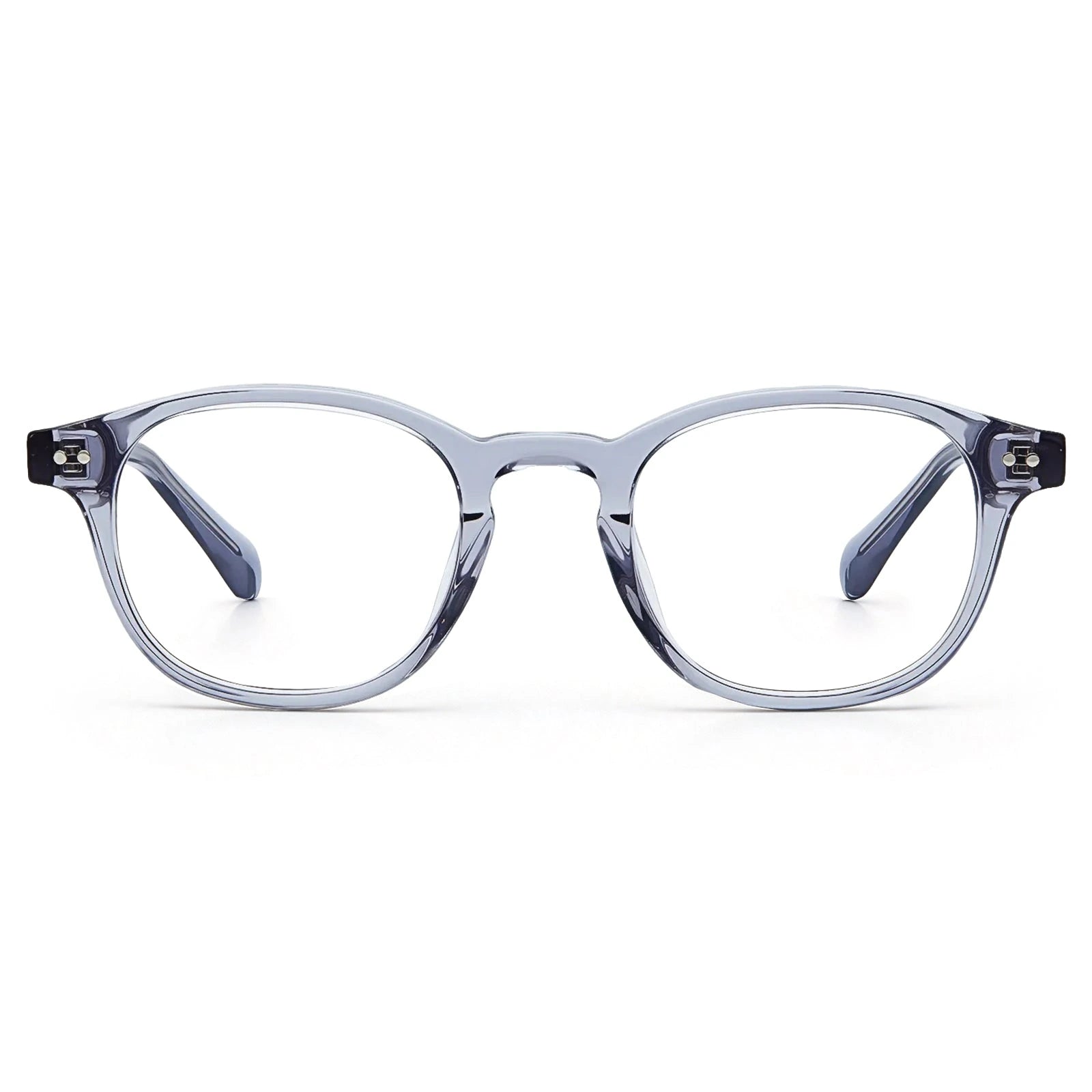 Carfia Theory CA7022-C4 Clear Blue Acetate Round Prescription Glasses Eyeglasses for Unisex, Front View