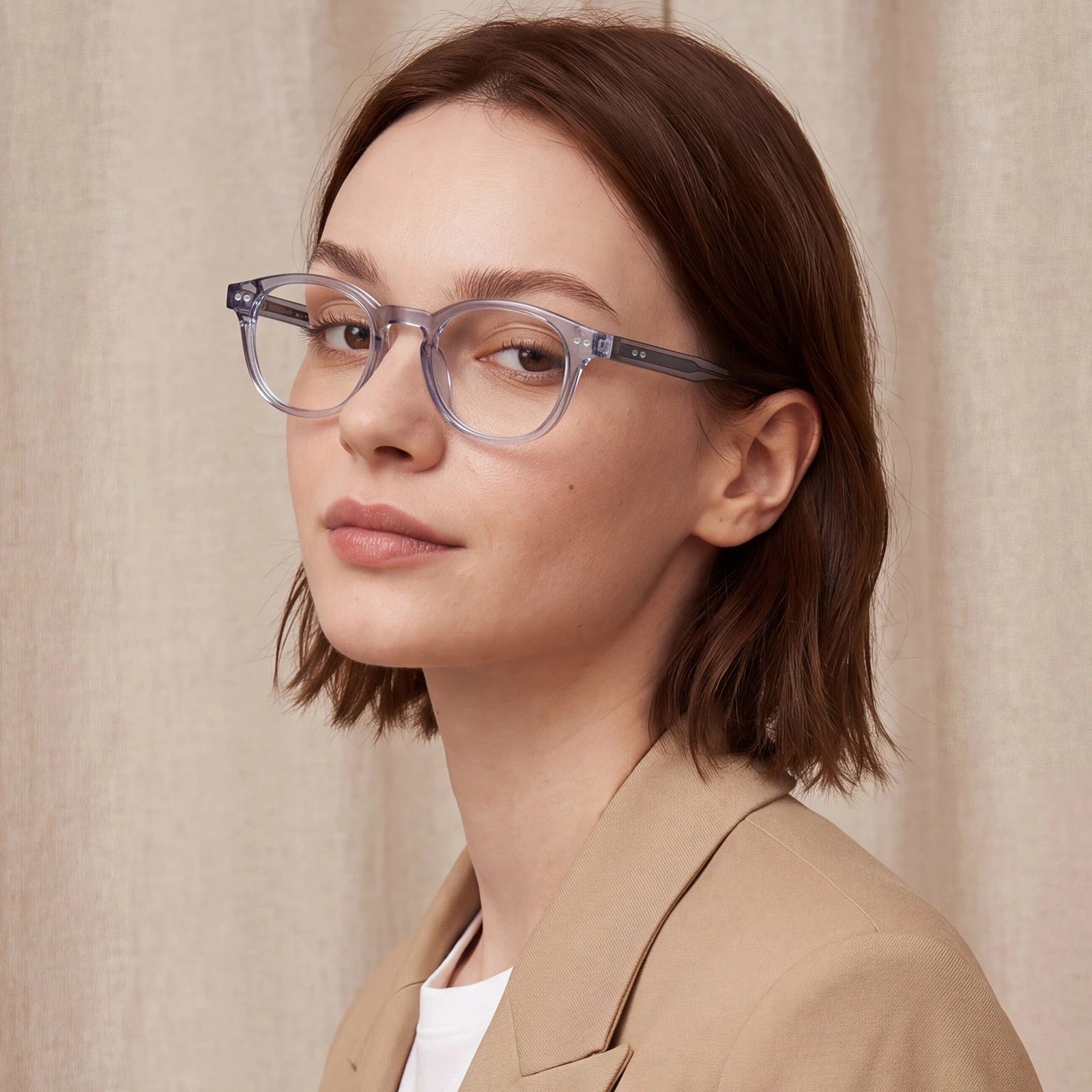 Carfia Theory CA7022-C4 Clear Blue Acetate Round Prescription Glasses Eyeglasses for Unisex, Lifestyle View