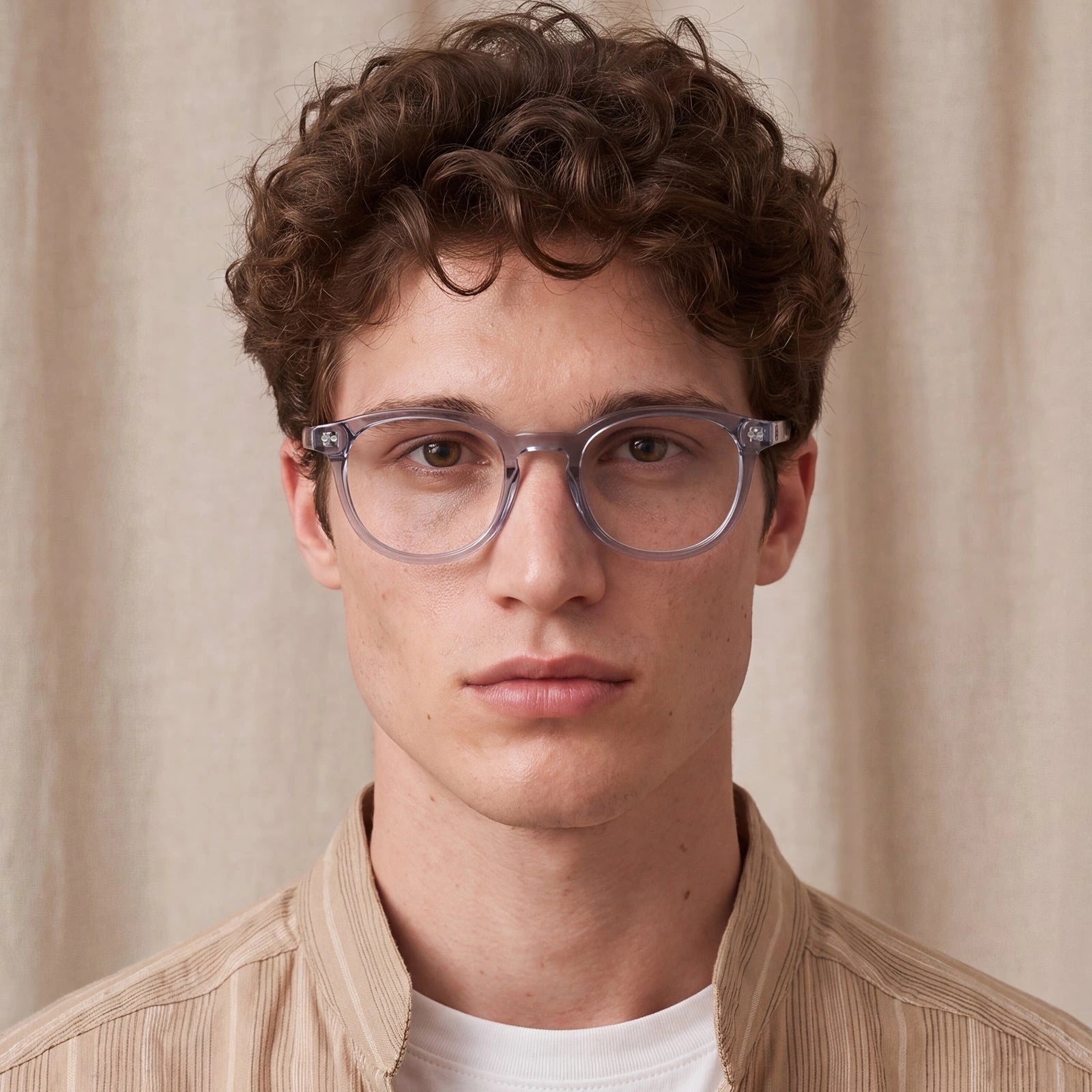 Carfia Theory CA7022-C4 Clear Blue Acetate Round Prescription Glasses Eyeglasses for Unisex, Model View