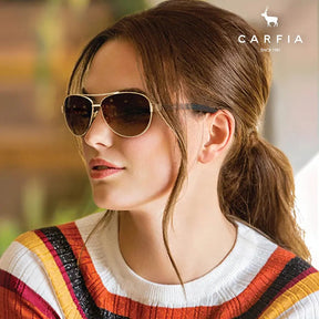 Carfia Tiamo CA3210C03 Gold Metal Aviator Polarized Sunglasses for Women, Model View