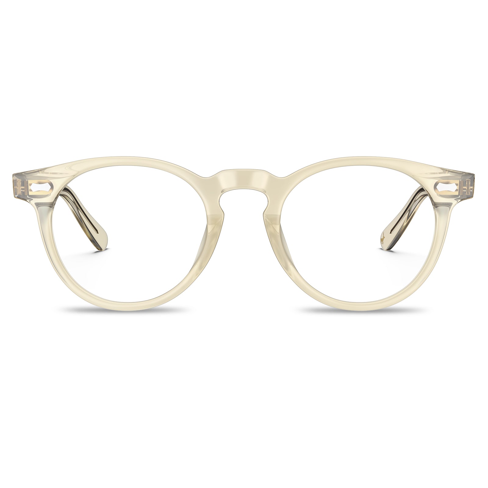 Transparent champagne gold eyeglasses front view - CARFIA Dublin CA5506FC05 round clear acetate frames