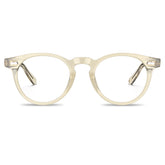 Transparent champagne gold eyeglasses front view - CARFIA Dublin CA5506FC05 round clear acetate frames