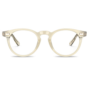 Transparent champagne gold eyeglasses front view - CARFIA Dublin CA5506FC05 round clear acetate frames