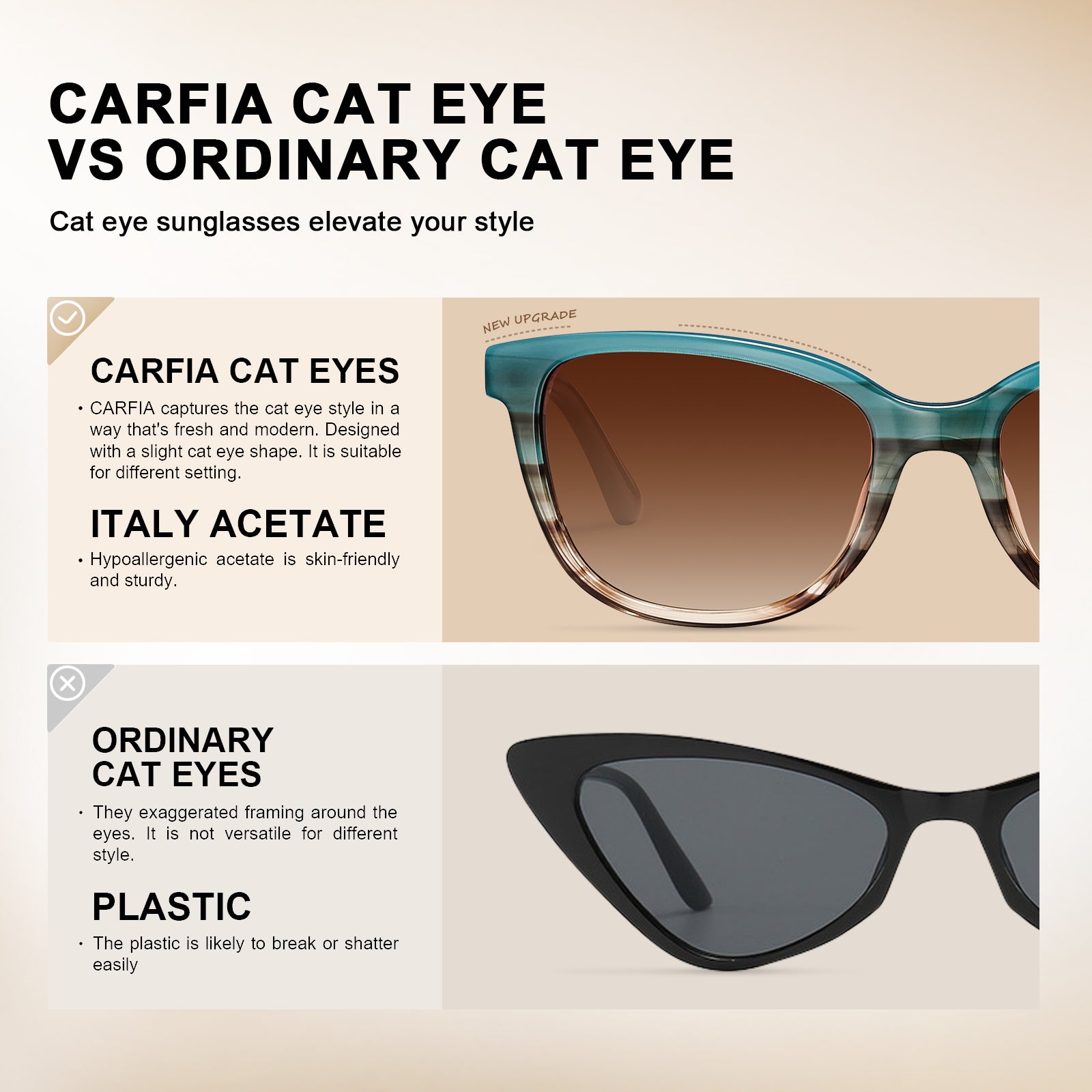 carfia fashion women sunglasses cat eye eyewear
