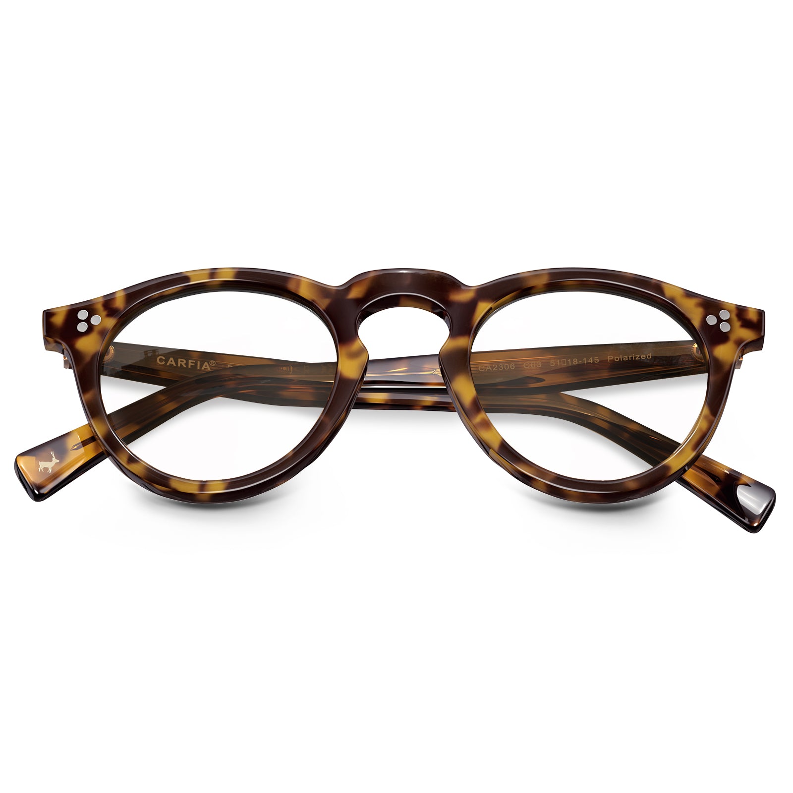 Classic round tortoiseshell eyeglasses Mesa CA2306-FC03 lifestyle worn image Italian design prescription frames vintage style flod