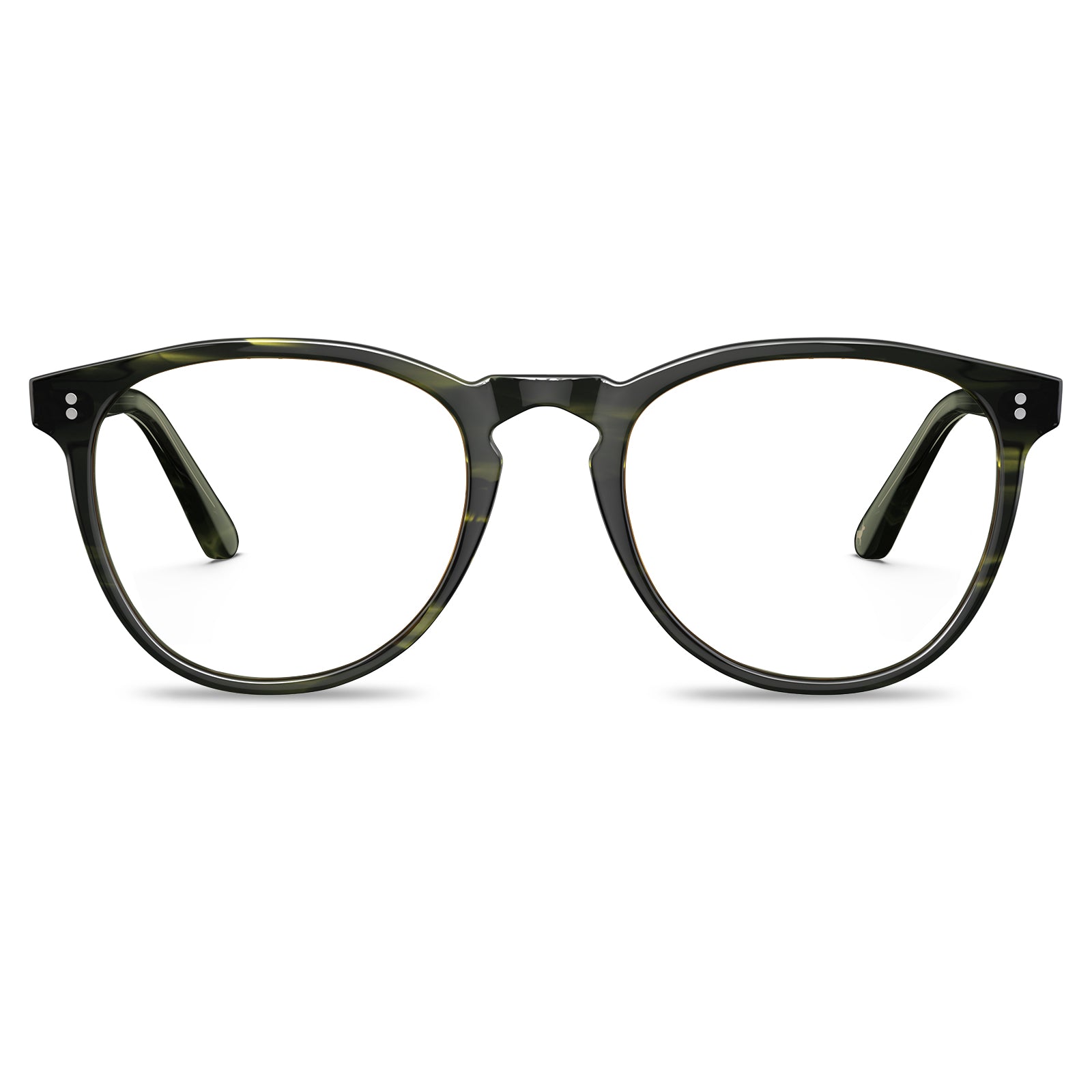 Green tortoise Italian handmade acetate eyeglasses Orlanda CA2307-FL03 round frame prescription glasses front view