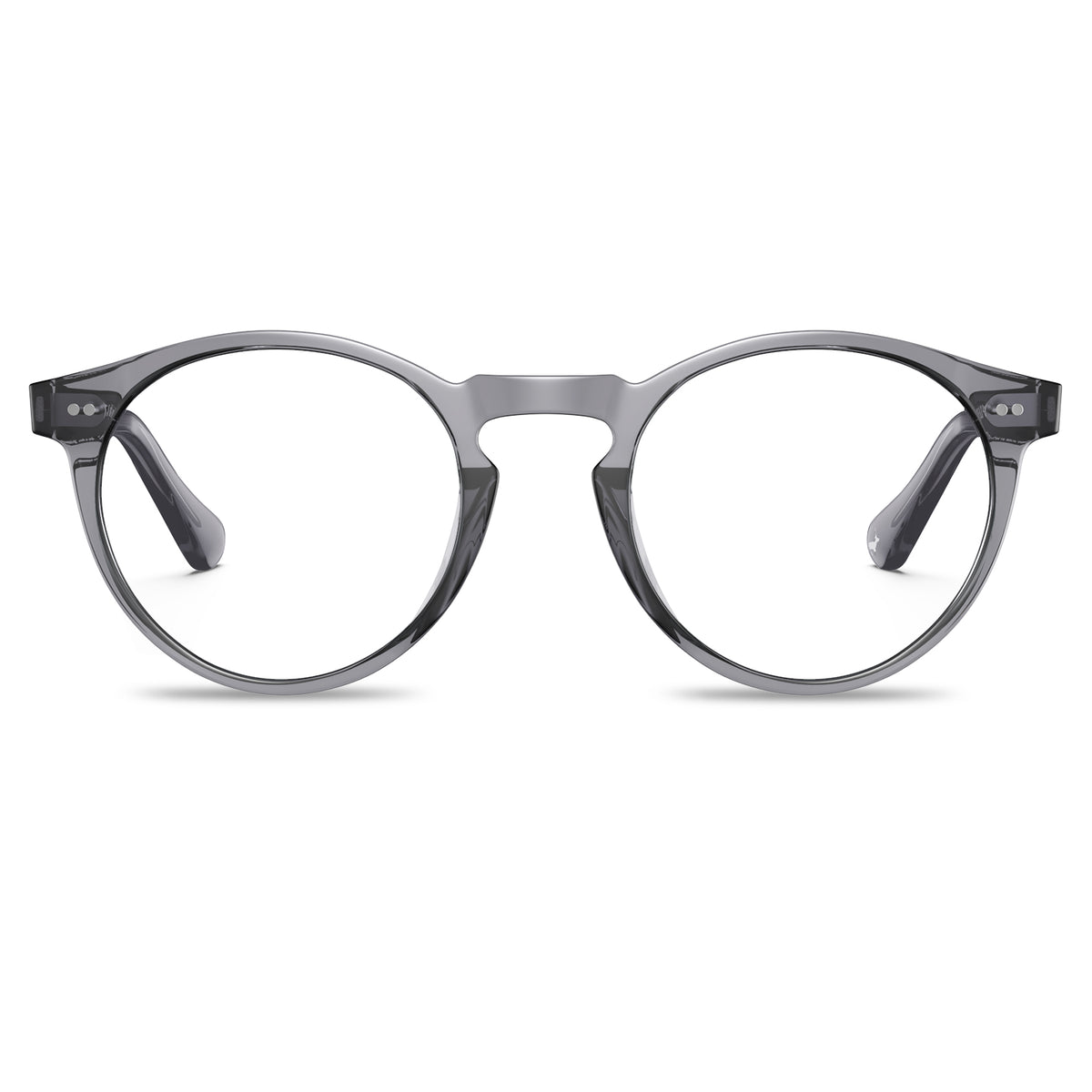 grey-acetate-round-frame-eyeglasses-classic-and-distinct-two-silver-rivets-eyewear-front