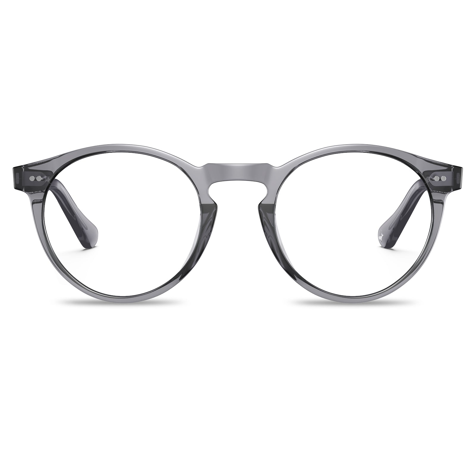 grey-acetate-round-frame-eyeglasses-classic-and-distinct-two-silver-rivets-eyewear-front