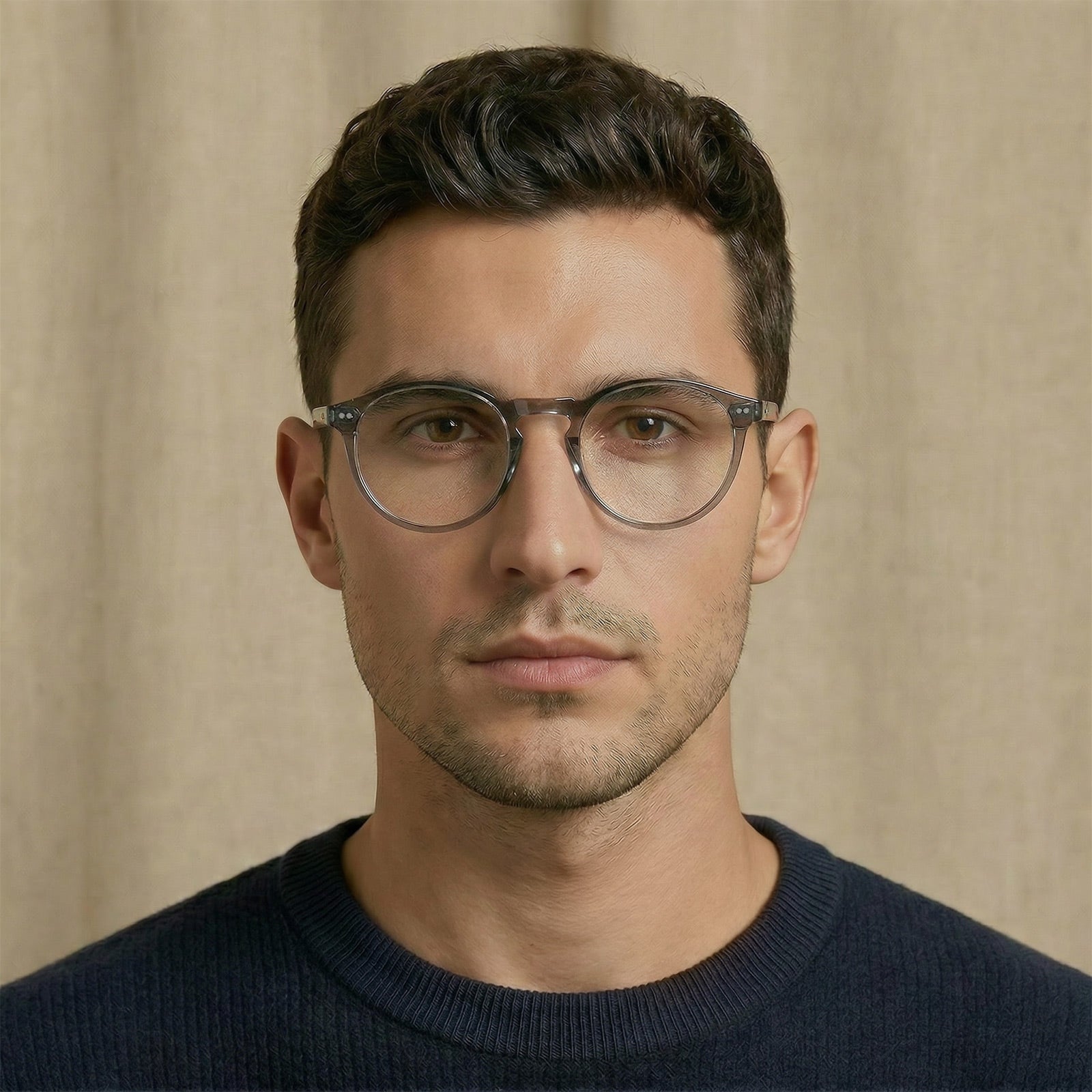 grey-acetate-round-frame-eyeglasses-classic-and-distinct-two-silver-rivets-eyewear-men-lifestyle