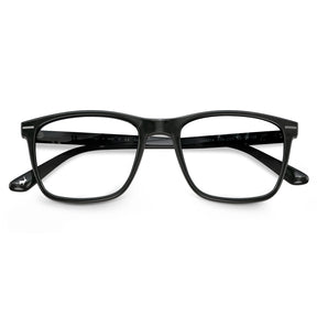 Hemet premium Italian acetate eyeglasses close-up - classic black full-rim design