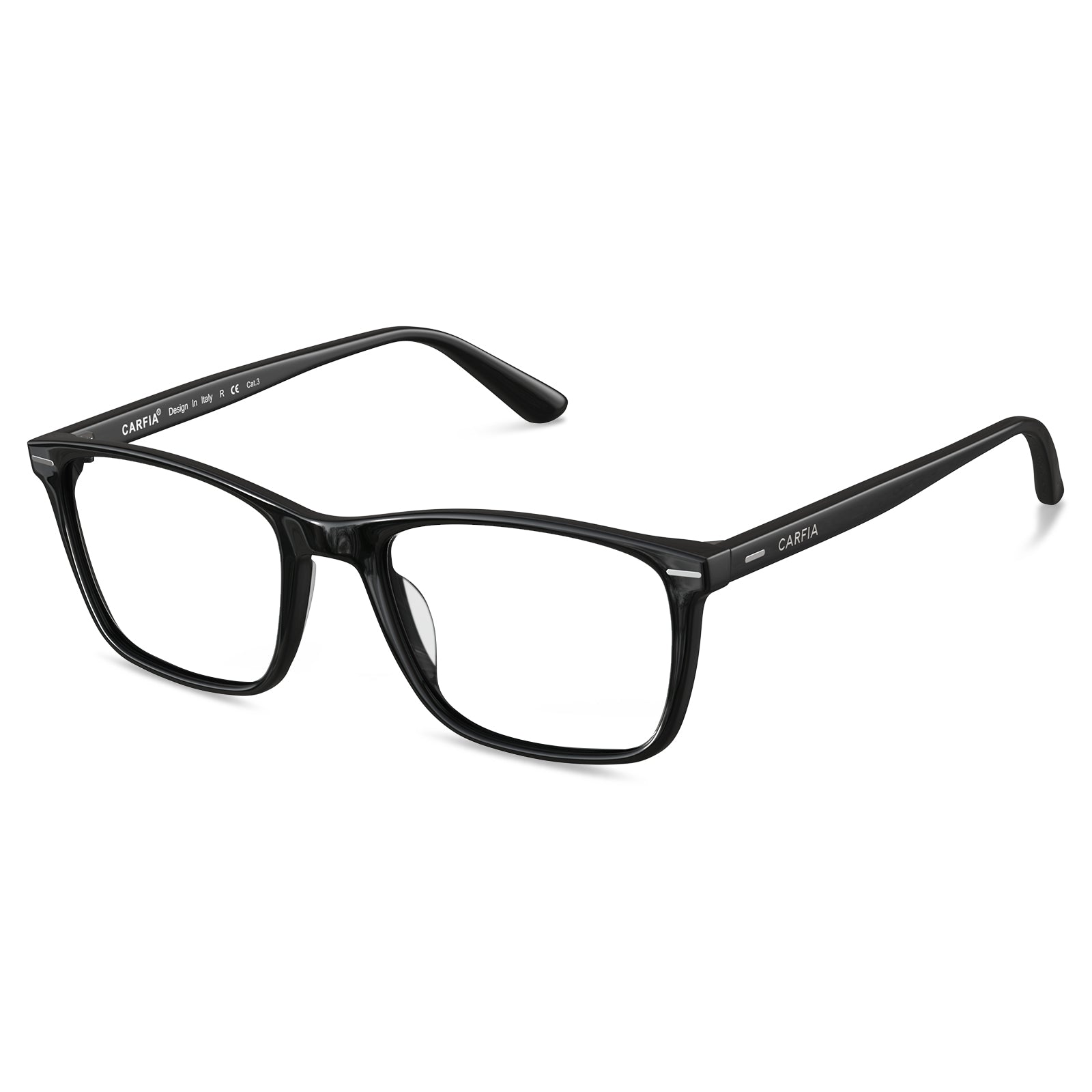 Hemet black acetate eyeglasses side view - Italian premium lightweight frames 20g