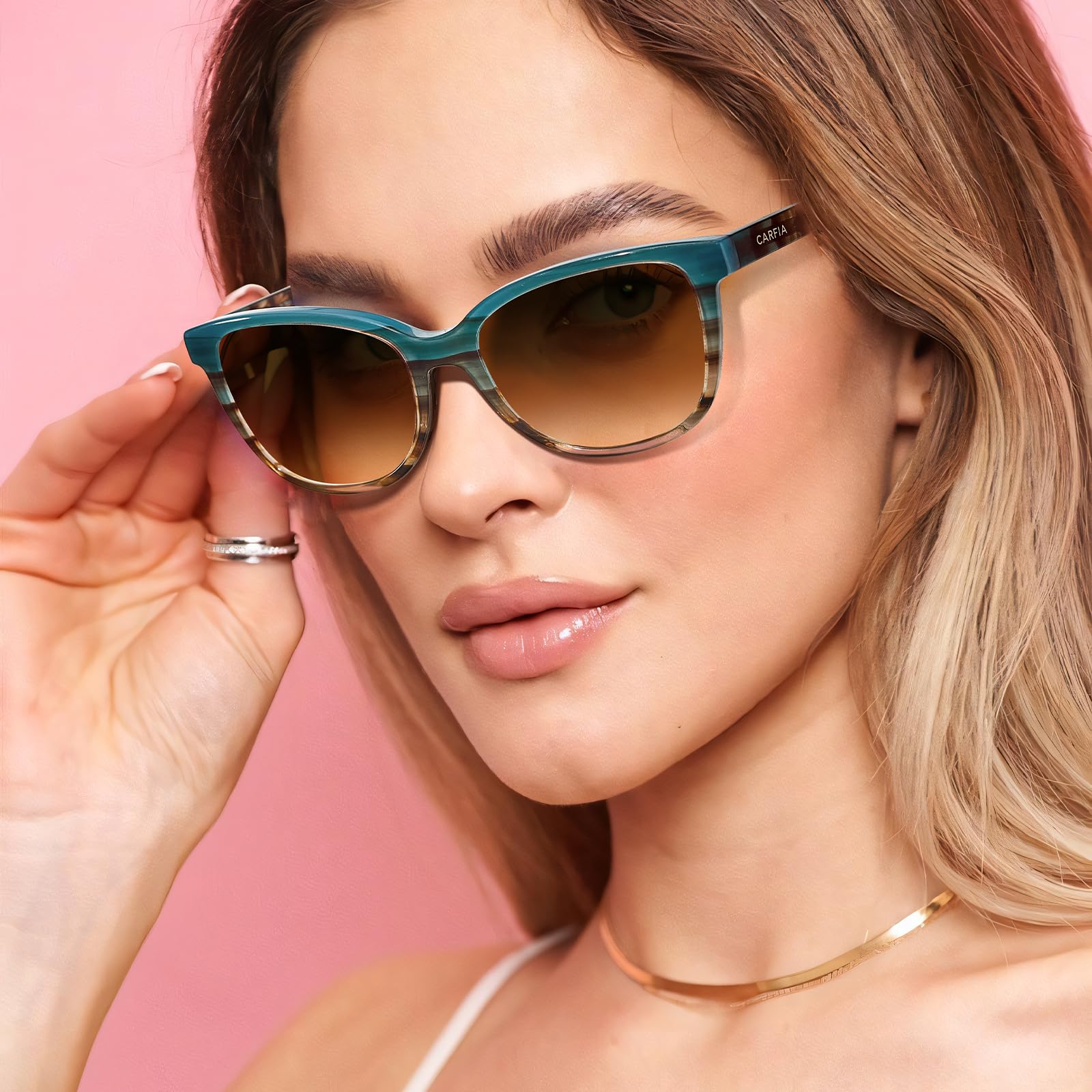 Designer Women Sunglasses-Blue&brown Floral Frame