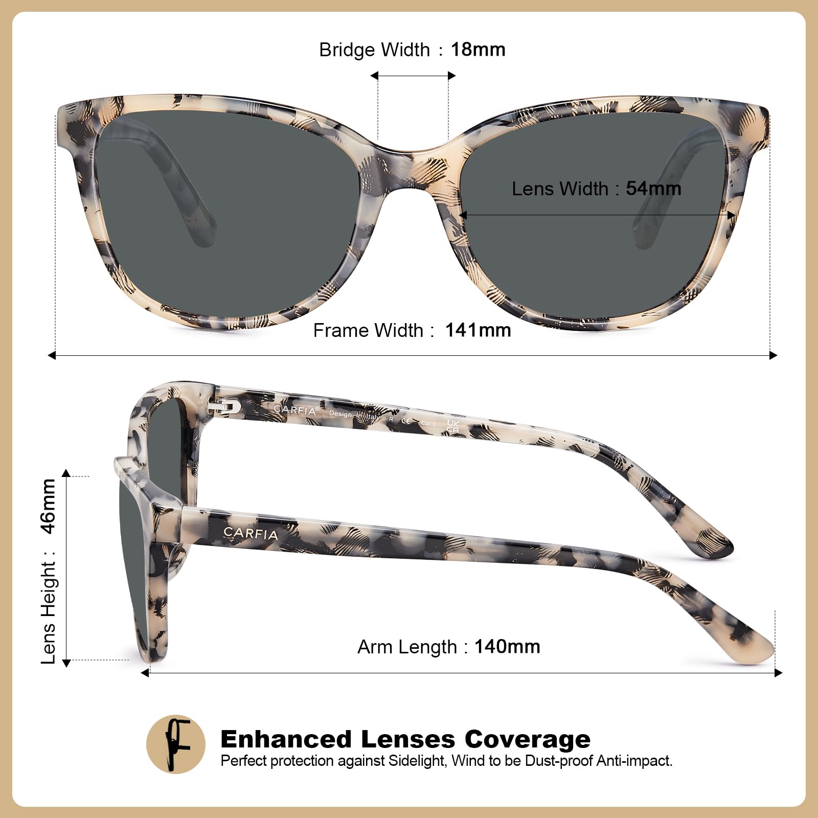 Designer Acetate Womens Polarized Sunglasses C06