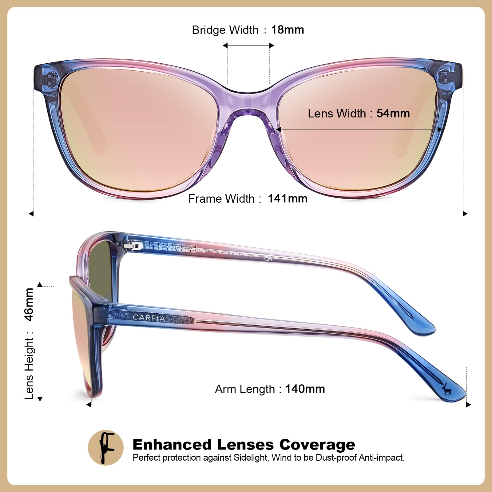 Designer Women Sunglasses-Blue&pink&purple Frame Pink Mirrored Lens