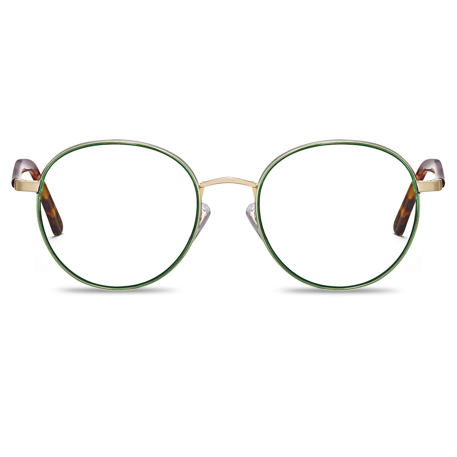 lightweight-round-green-metal-eyeglasses-tortoiseshell-temples-front