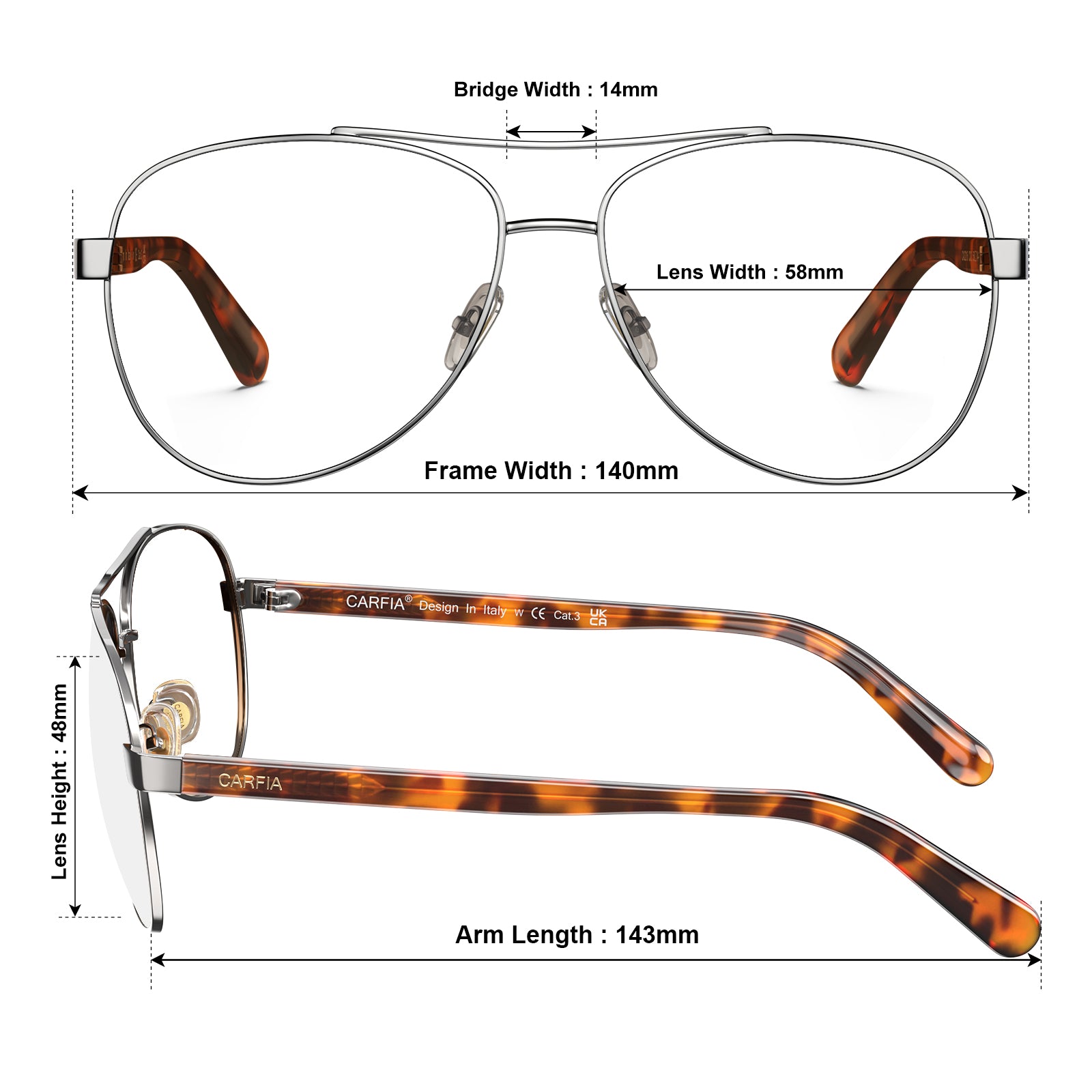 metal-striking-aviator-frame-carfia-eyewear-size