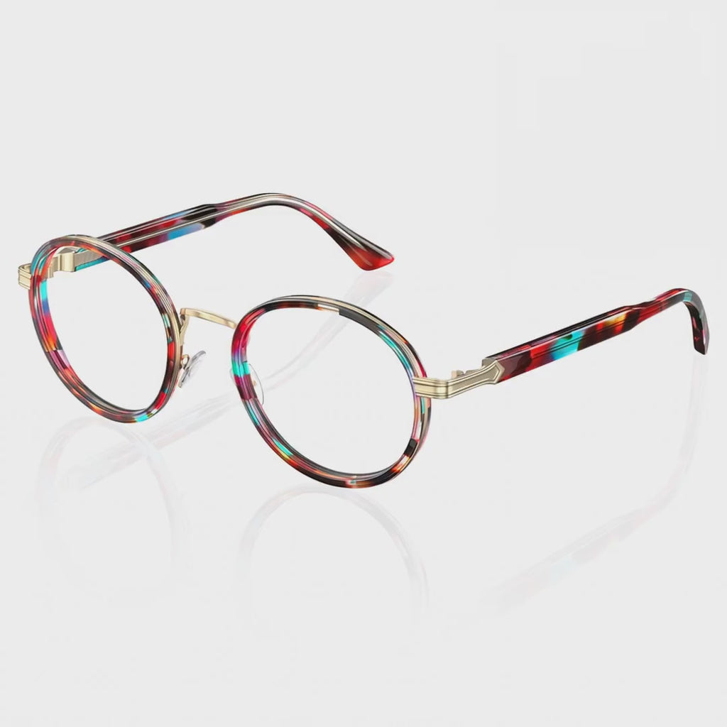 Carfia Women's Round Prescription Eyeglasses Colorful Tortoiseshell Acetate Frames vedio