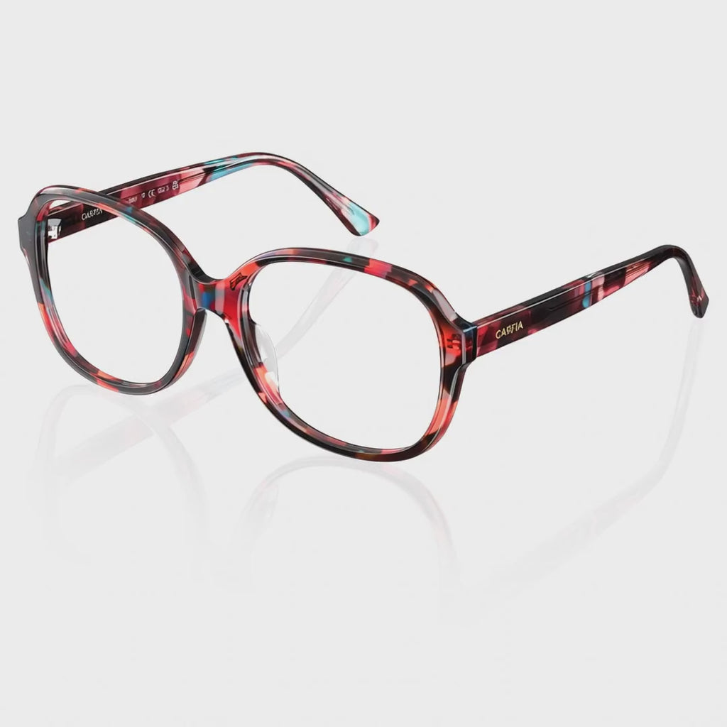 Carfia Oversized Square Acetate Eyeglasses for Women Floral Tortoise eyewear vedio