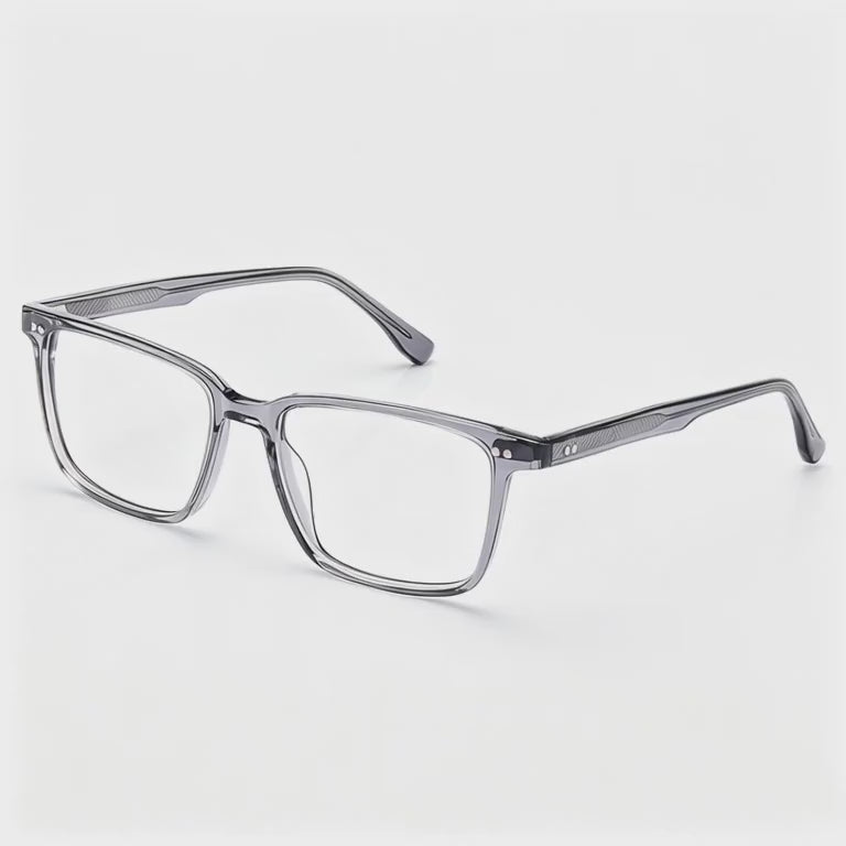 CARFIA Martia transparent grey acetate frame texture and hinge detail acetate glasses