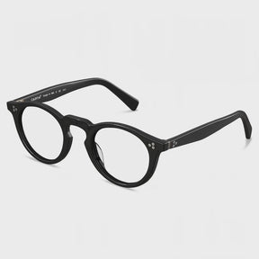 Black round acetate eyeglasses Mesa CA2306-FC01 with metal rivet details Italian design prescription frames video
