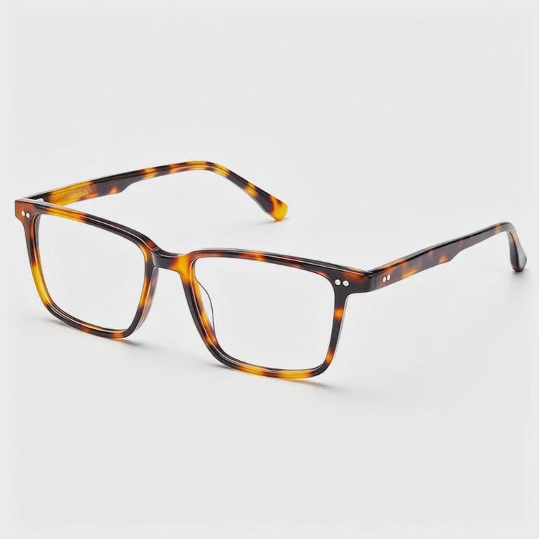 Timeless Tortoiseshell -CARFIA Martia Square Eyeglasses acetate glasses