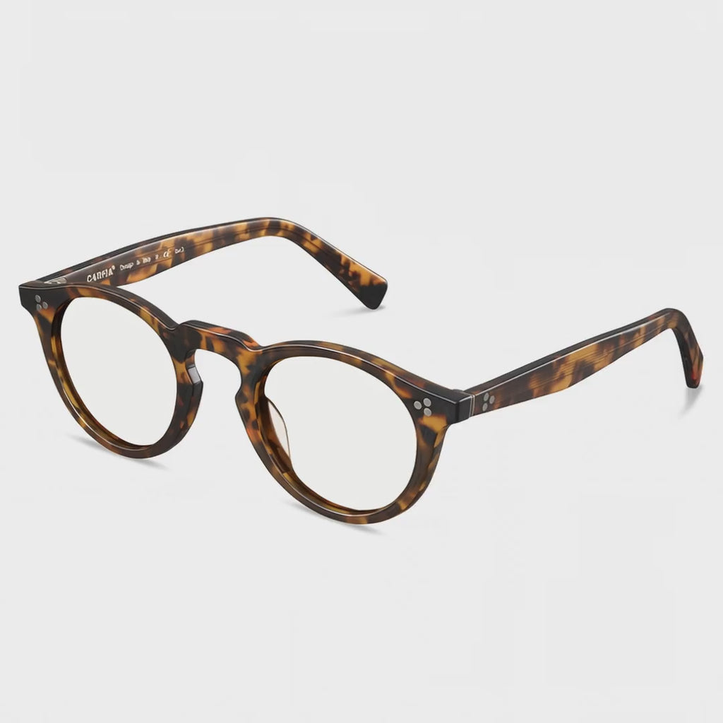 Brown tortoiseshell round eyeglasses Mesa CA2306-FC03 Italian handmade acetate prescription frames video