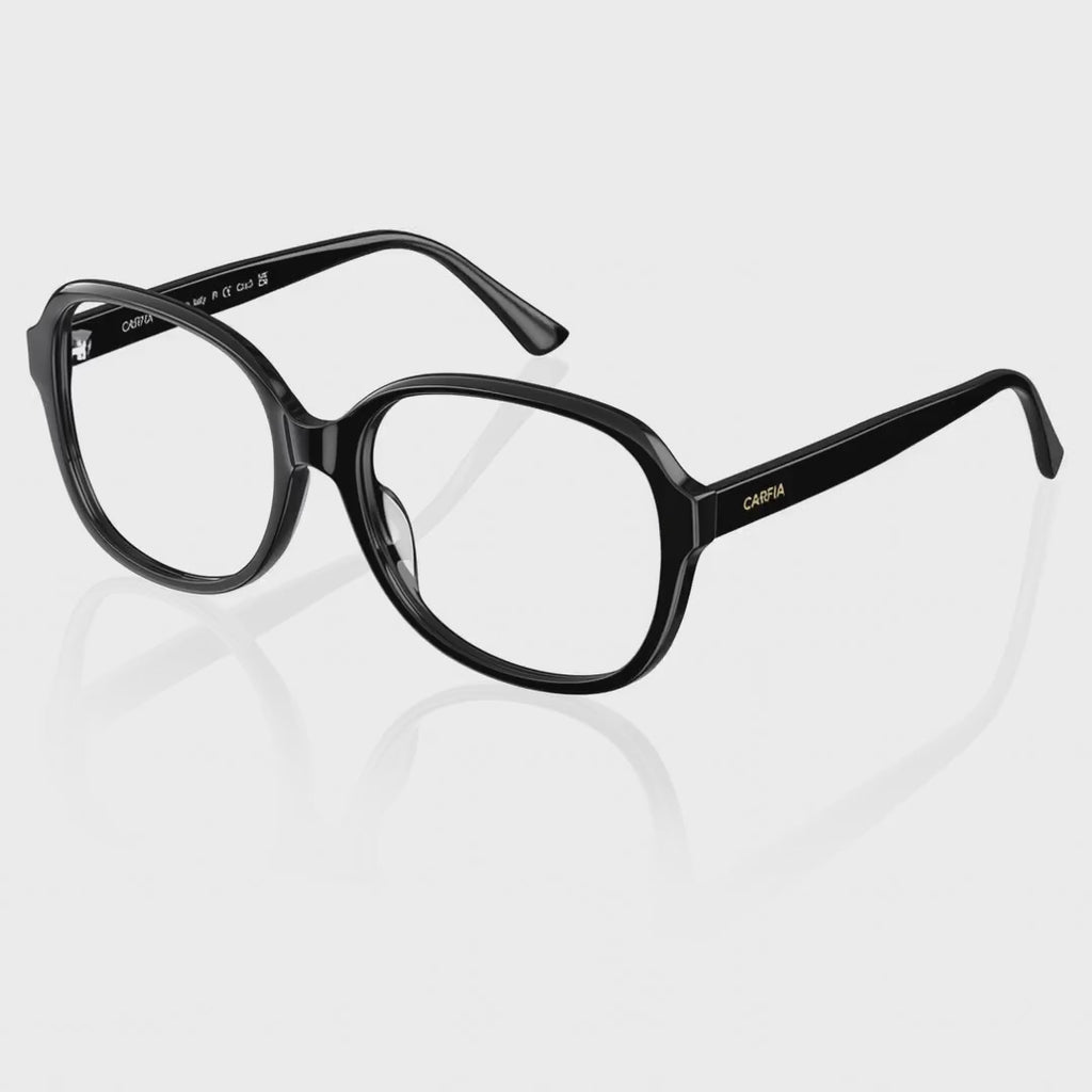 Carfia Oversized Square Black Acetate Eyeglasses for Women Italian designer Optical Frames vedio