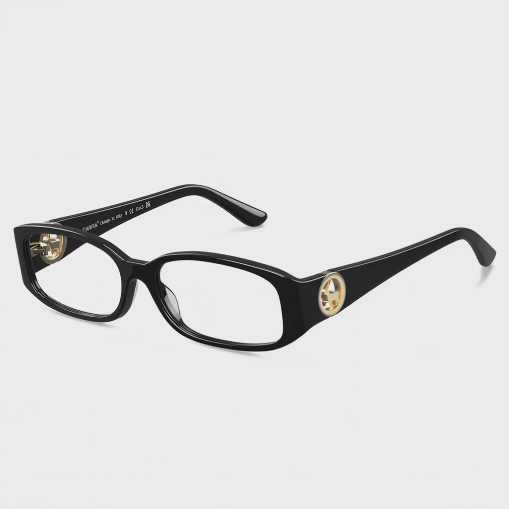 Carfia Black Premium Acetate Eyeglasses Italian Design with Signature Deer Logo Temple vedio