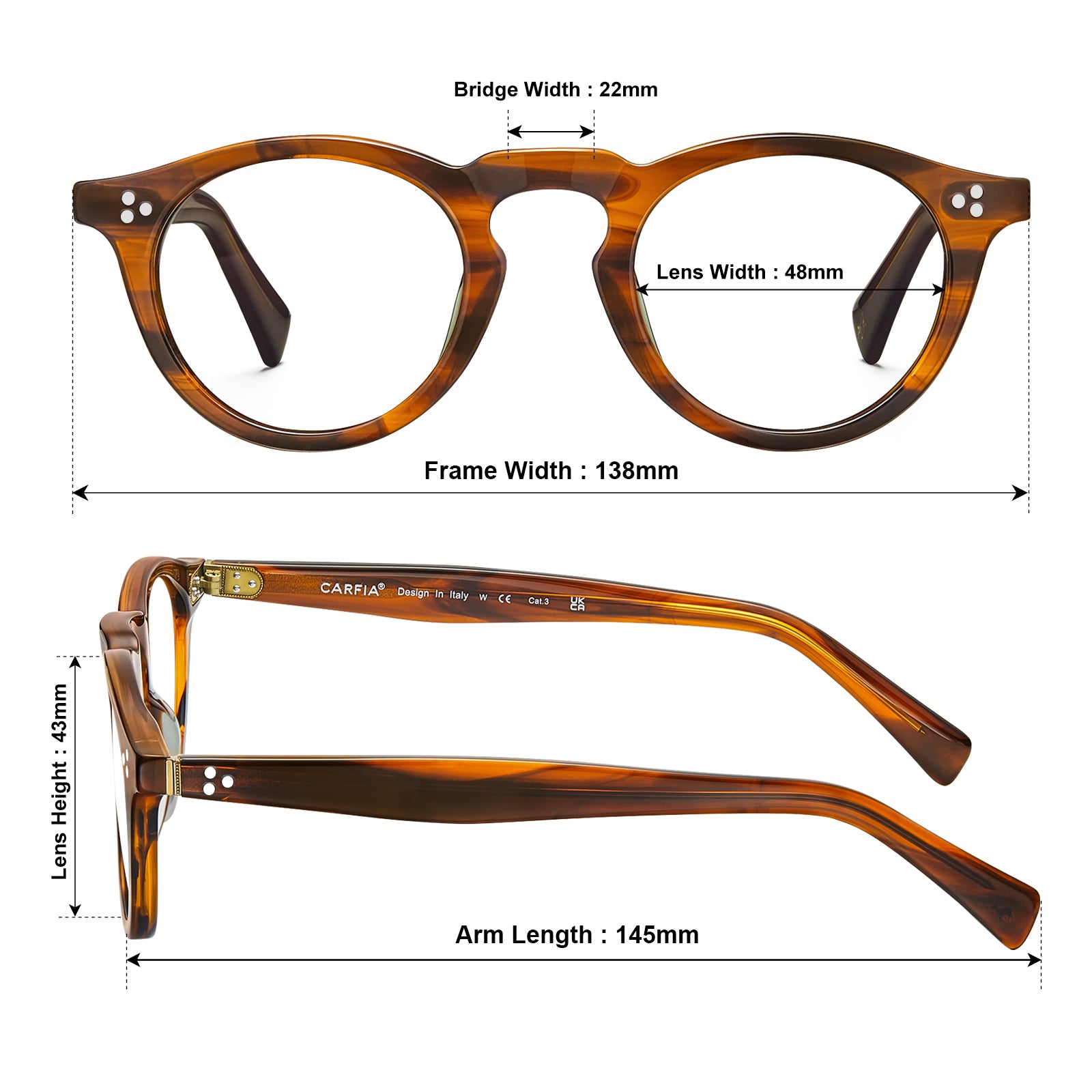round-eyeglasses-tortoiseshell-frames-acetate-eyewear-vintage-optical-frames-Italian design-prescription glasses-size