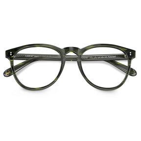 Round green tortoise eyeglasses Orlanda CA2307-FL03 worn lifestyle image Italian handmade prescription frames