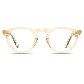  round acetate eyeglasses Mesa CA2306 with metal rivet details Italian design prescription frames front