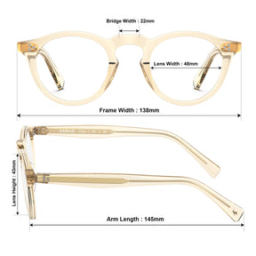  round acetate eyeglasses Mesa CA2306-FC05 with metal rivet details Italian design prescription frames men size