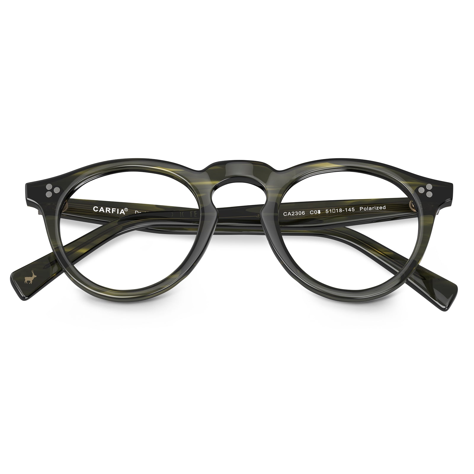 round acetate eyeglasses Mesa CA2306-FC07 with metal rivet details Italian design prescription frames  eyeglasses flod