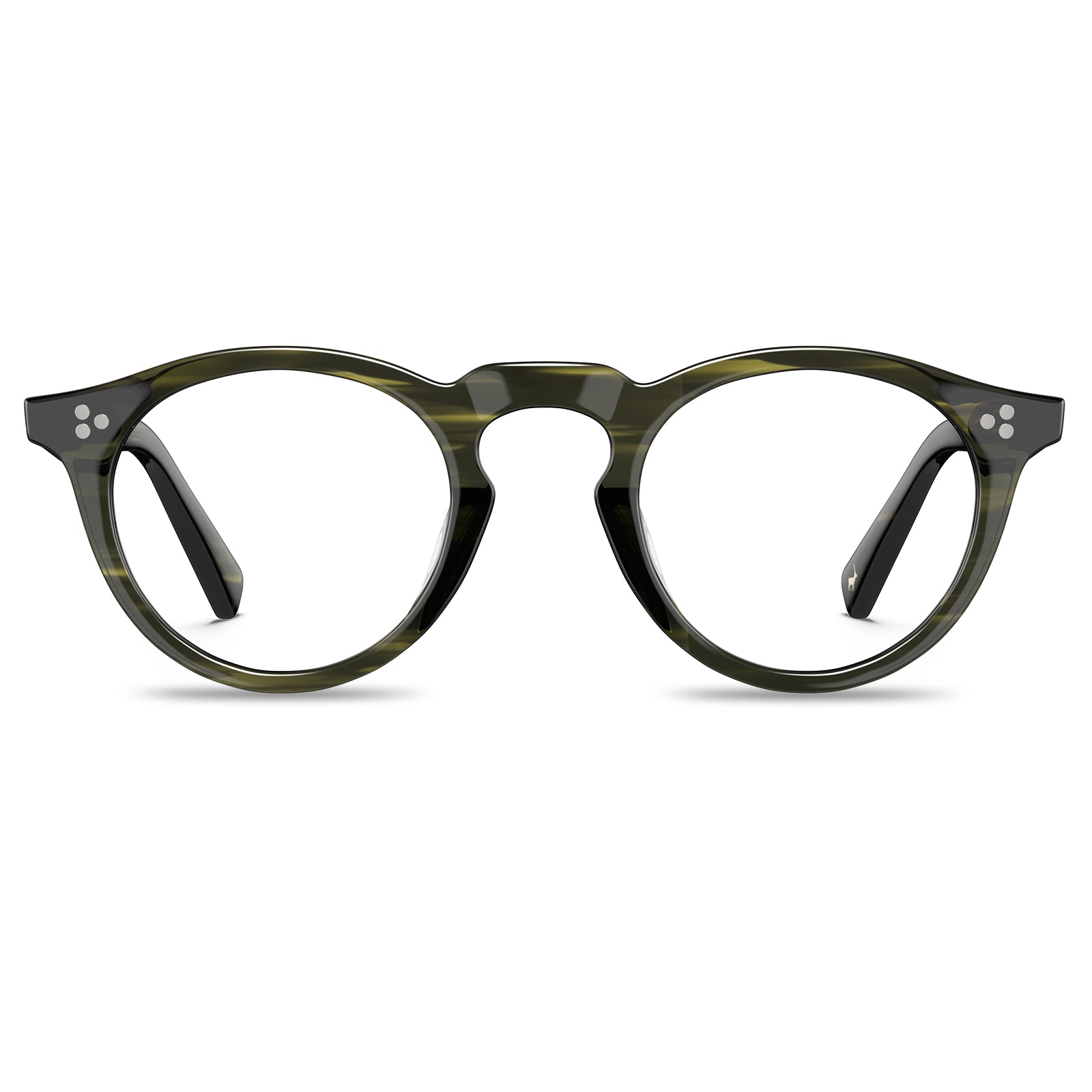  round acetate eyeglasses Mesa CA2306-FC07 with metal rivet details Italian design prescription frames men eyeglasses front